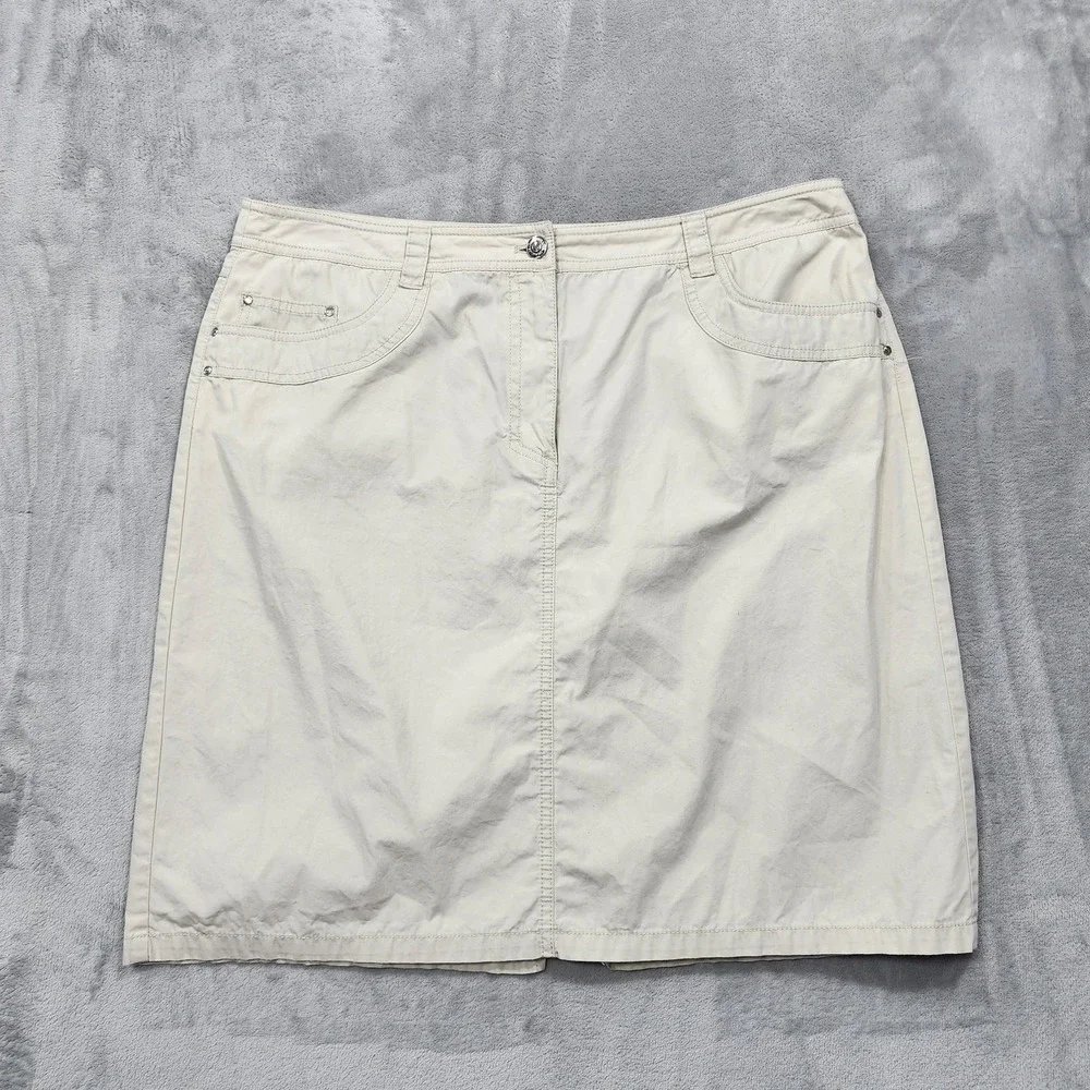Jones New York Signature Skirt Womens 16 Beige Twill Pencil Mini Pockets Casual‎